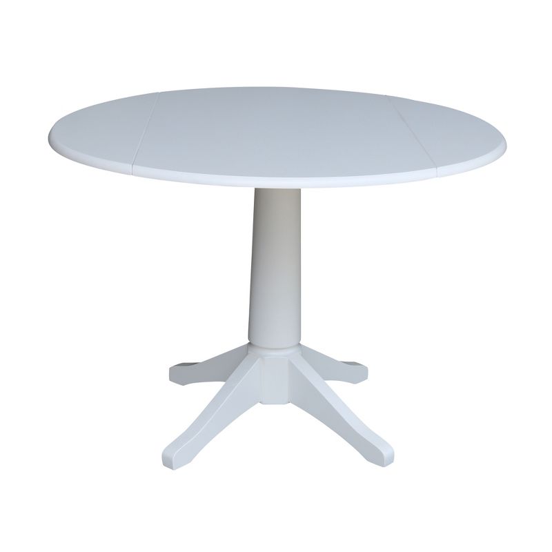 42" Nina Round Top Dual Drop Leaf Pedestal Table White - International Concepts, 1 of 10