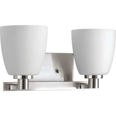 Progress Lighting Fleet 2-Light Bath Wall Light, Brushed Nickel, Etched Opal Glass