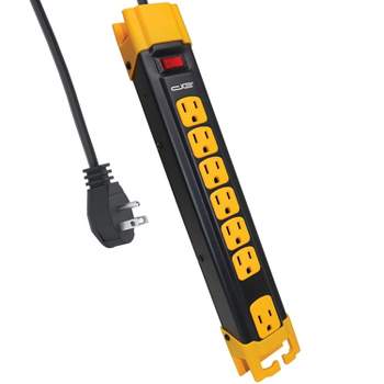Digital Energy 6-Outlet Metal Surge Protector Power Strip (Black/Yellow, 6-Foot Cord)