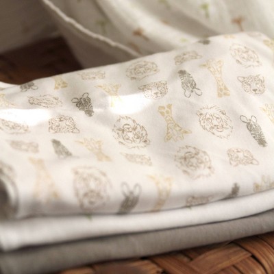 Safari Print Cotton Swaddle Wraps for Newborns, 3-Pack