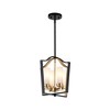 Rennnsan Joseph 4-Light Industrial Retro Black/Gold Cage Geometric Chandelier with Milky White Cylinder Glass Shade - 3 of 4