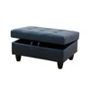 DOMETOUR Peacock Blue Semi-PU Leather Storage Ottoman - Modern Footrest with Hidden Compartment for Living Room, Bedroom or Entryway - 4 of 4