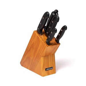 Arcos Maitre Knife Set: 6-Piece Stainless Steel Cutlery with Block & Sharpening Steel, Black Polypropylene Handles - 1 of 2