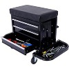 3-Drawer Rolling Tool Chest, Heavy Duty 350 lb Capacity Steel Garage Tool Cart with Side Trays & Padded Seat, Mobile Mechanic Tool Box for Workshop - 3 of 4