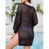 Clearlove Women's Summer Crochet Hollow Sweater Long Sleeve Crewneck Beach Mesh Cover Up Tunic Top - 4 of 4