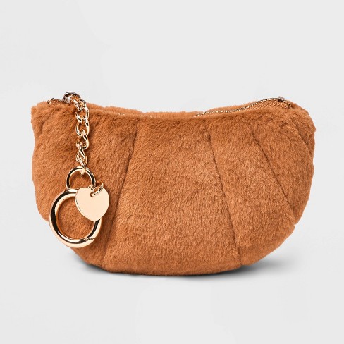 Faux Fur Croissant Clip On Pouch A New Day Brown Target