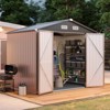 Aoxun 7 x 5FT Shed with Floor Garden Metal Shed with Lockable Door Outdoor Large Shed for Tool, Garbage Can, Bike, Mower, Brown - 3 of 4
