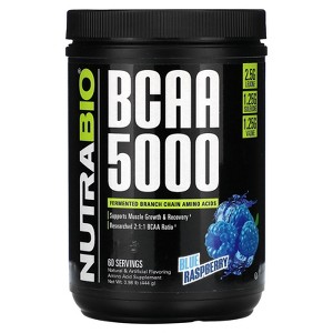 NutraBio BCAA 5000, Blue Raspberry, 0.98 lb (444 g) - 1 of 2