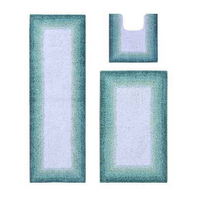 Torrent Collection 3 Piece 100% Soft Cotton Tufted Weave Bath Rug Set, Ombre Pattern, Super Soft & Absorbent, Machine Washable Bathroom Mats