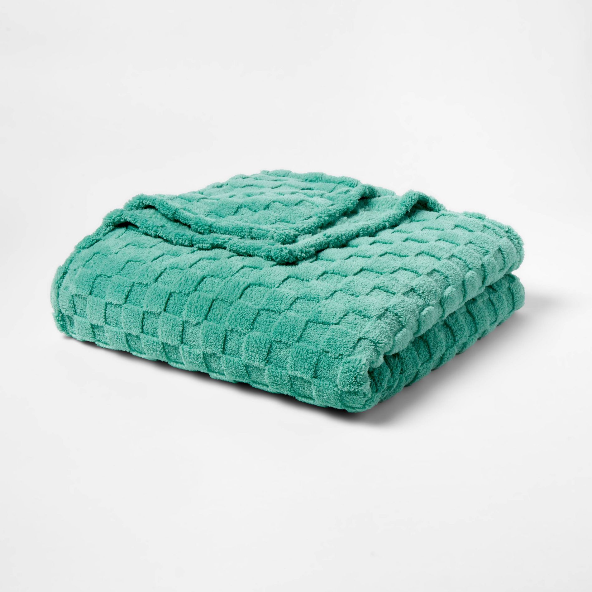 Full/Queen Checkered Blanket Turquoise Blue - Room Essentials™
