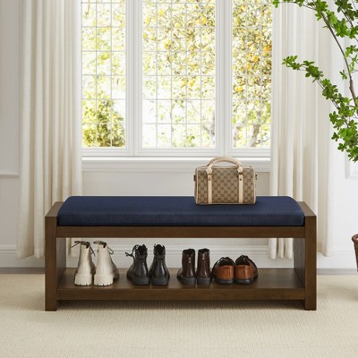 Vynxaria 47" Accent Bench with Shoe Rack ¨C Stylish Padded Seating & Storage Solution