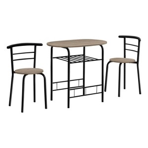 Monarch Specialties Dining Table Set 3Pcs Set Small 32Inch L Kitchen Metal Laminate Brown Black Contemporary Modern - 1 of 4