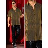 INSPIRE CHIC Men's Short Sleeve Point Collar Party Glitter Sheer Mesh Shirts - 4 of 4