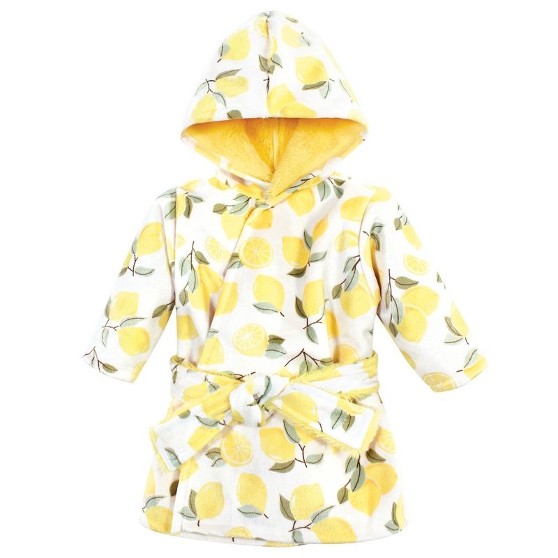 Hudson Baby Infant Girl Mink with Faux Fur Lining Pool and Beach Robe Cover-ups, Lemon, 1 of 3