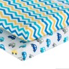 Everyday Kids 2-Pack Baby Boy Changing Pad Covers – 100% Cotton, Soft Jersey Knit, Fits Most Pads – Yellow Car & Blue Chevron Designs - 2 of 4