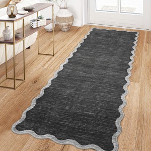 Washable Area Rug Modern Scalloped Rugs for Living Room Bedroom Soft Thin Non Slip Non Shedding Indoor Floor Carpet - 1 of 4
