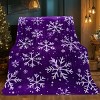 Lomsoe Purple & Pink Snowflake Flannel Blanket - Deep Purple Winter Decor with White & Lavender Snowflakes - Cozy Home & Outdoor Use. - 2 of 4