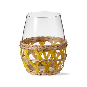 tagltd 16 oz. Island Clear Glass with Yellow Straw Sleeve Dishwasher Safe Beverage Glassware  Dinner Party Wedding Resturant - 1 of 2