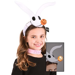 HalloweenCostumes.com One Size Fits Most  Girl  Nightmare Before Christmas Zero Plush Headband & Collar Kit, White/Orange/Pink - 1 of 4