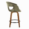 LumiSource Set of 2 Curva Counter Height Barstools Walnut Wood/Green Fabric - 3 of 4