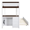 PAGED Twin over Twin Bunk Bed with Desk and Trundle, Wooden Bed Frame with Drawers and Guardrail, Modern Loft Bed for Kids, Teens, Adults - 3 of 4