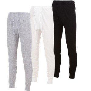 Mens Thermal Long John Pants - Thermal Bottom Base Layer- Lightweight Thermal Underwear Mens, Pack of 3 - 1 of 4