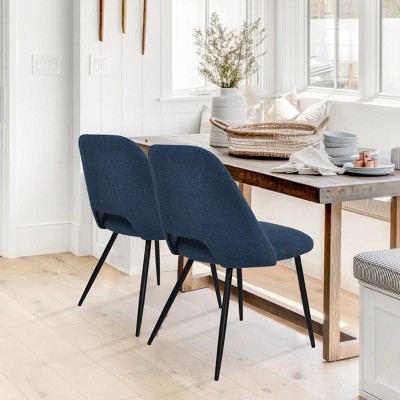 Fabric Dining Chairs Set Of 4,Modern Kitchen Dining Room Chairs With Curved Back,Upholstered Dining Chairs With Walnut Metal Legs-Maison Boucle