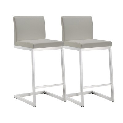 Parma Performance Vegan Leather Counter Stool - Set of 2 Light Grey  15.75"W x 20"D x 36.2"H