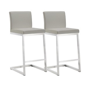 Parma Performance Vegan Leather Counter Stool - Set of 2 Light Grey  15.75"W x 20"D x 36.2"H - 1 of 4