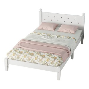 NicBex Twin Size Wood Platform Bed Frame with Decorative Headboard - 1 of 4