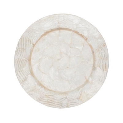 Saro Lifestyle Elegant Wavy Capiz Charger (Set of 4), 13"X13", Off-White