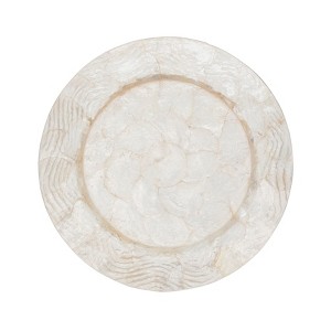 Saro Lifestyle Elegant Wavy Capiz Charger (Set of 4), 13"X13", Off-White - 1 of 4
