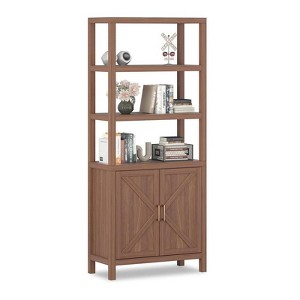 Jojoka 71" Tall Bookshelf with Adjustable Shelves and Cabinet Doors, Wooden Storage Bookcase for Living Room or Home Office Organization - 1 of 4
