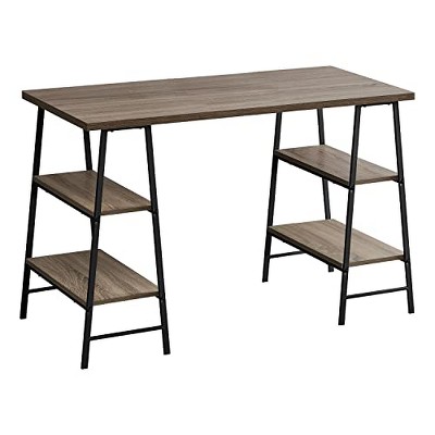 Monarch Specialties Computer Desk Home Office Laptop Storage Shelves 48InchL Work Metal Laminate Brown Black Contemporary Modern