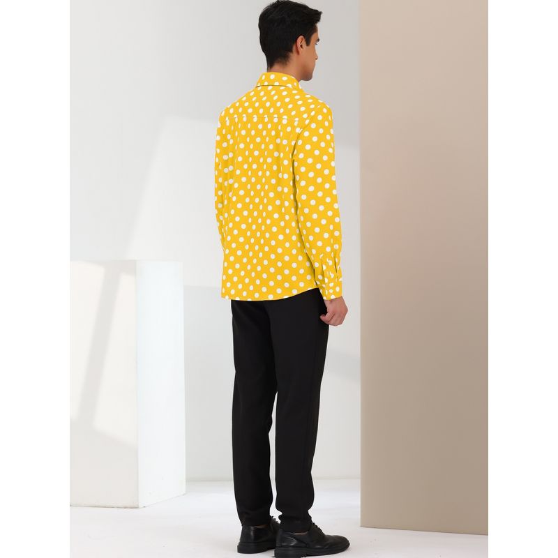 Lars Amadeus Men's Polka Dots Long Sleeves Dress Button Down Shirt, 5 of 7