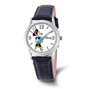 Black Bow Jewelry Disney Ladies Size Black Leather Strap Minnie Mouse 35mm Watch - 1 of 3