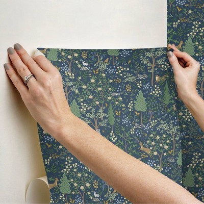 Woodland Navy and Green Peel and Stick Wallpaper