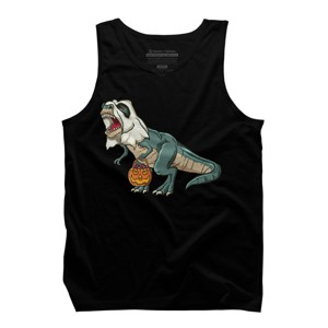 Men's Design By Humans Trex Ghost Costume Design Funny Halloween Dinosaur By Threadlets Tank Top - 1 of 4