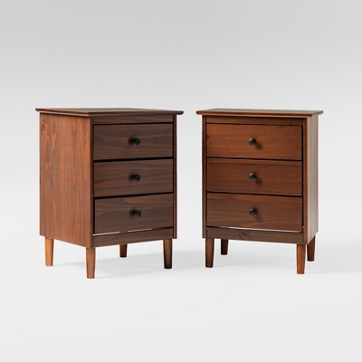 Stiva Classic Mid-Century Modern 3 Drawer Nightstand - Saracina Home