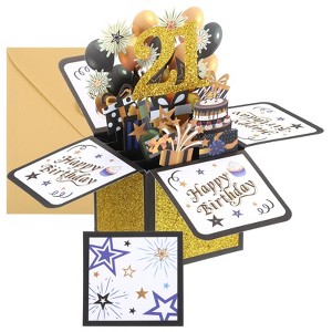 Unique Bargains 3D Handcrafted Pop-Out Funny Greeting Card Black Gold - 1 of 4