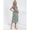 Coolmee Women Summer Boho Floral Casual V Neck Small Flying Sleeve A-Line Maternity Ruffled Midi Dress - 3 of 4