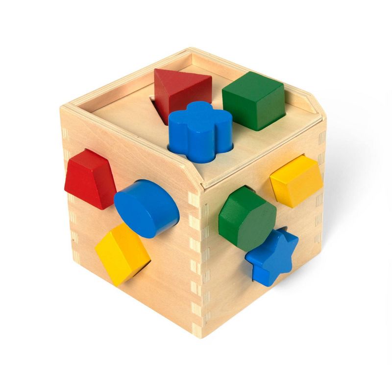 Melissa &#38; Doug Shape Sorting Cube - Classic Wooden Toy With 12 Shapes, 5 of 16