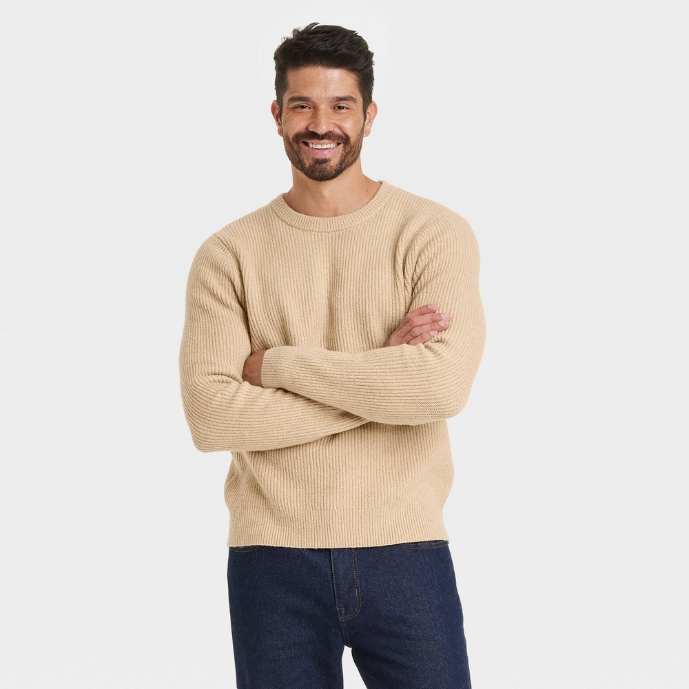 Men's Crewneck Pullover Sweater - Goodfellow & Co™ Tan M