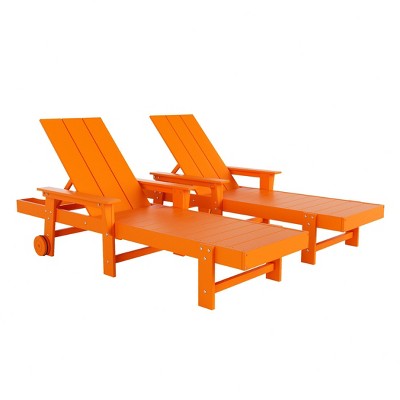 WestinTrends Ashore 2 Piece Reclining Chaise Lounge With Arms & Wheels