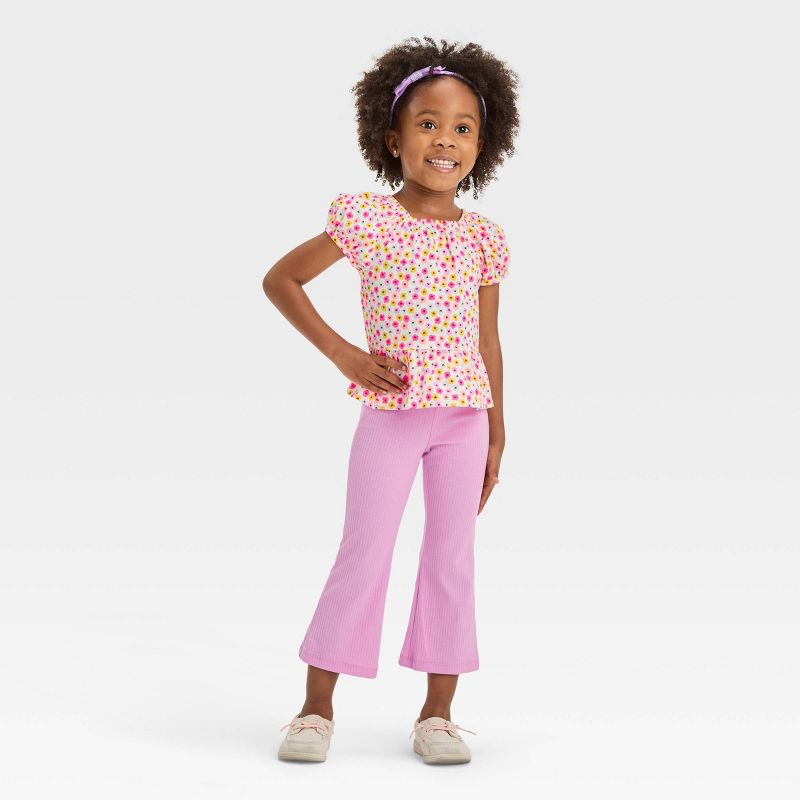 Toddler Girls' Floral Top & Leggings Set - Cat & Jack™ Purple, 4 of 7