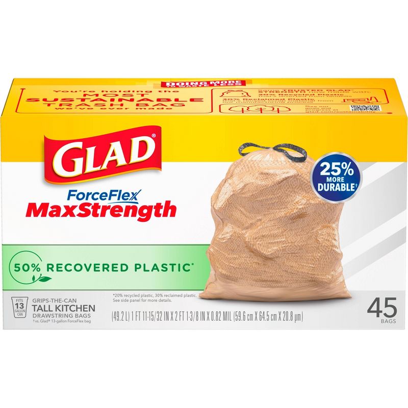 Glad ForceFlex MaxStrength Recovered Plastic Trash Bag - 13 Gallon/45ct, 2 of 18