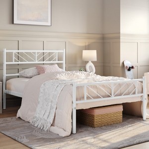 Yaheetech Metal Platform Bed with Arrow Design Headboard and Footboard - 1 of 4
