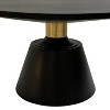 The Urban Port 32" Coffee Table Black Mango Wood Round Top Modern Tapered Pedestal Base Shiny Brass Support Black/Brass - 4 of 4