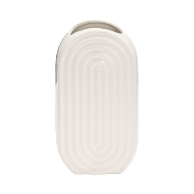 Sagebrook Home Oval Ridge Ceramic Vase Contemporary Vase for Home or Office Decorative