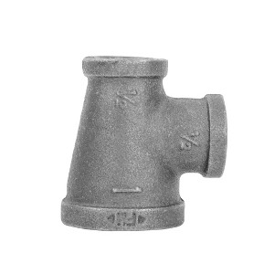 Pipe Decor 1 in. x 1/2 in. x 1/2 in. Black Reducing Tee - 1 of 4